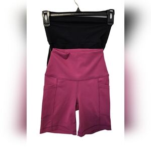 Yogalicious Lux 7" Black and Berry Athletic Short Set Women's Size Extra Small